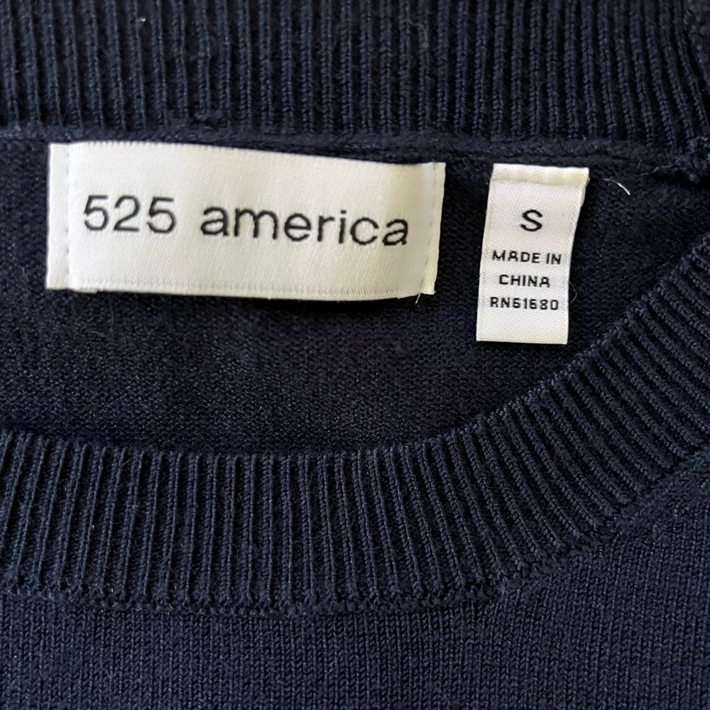 525 America Navy Crewneck Sweater Womens Size Small New Minimalist Closet Staple - Picture 7 of 12